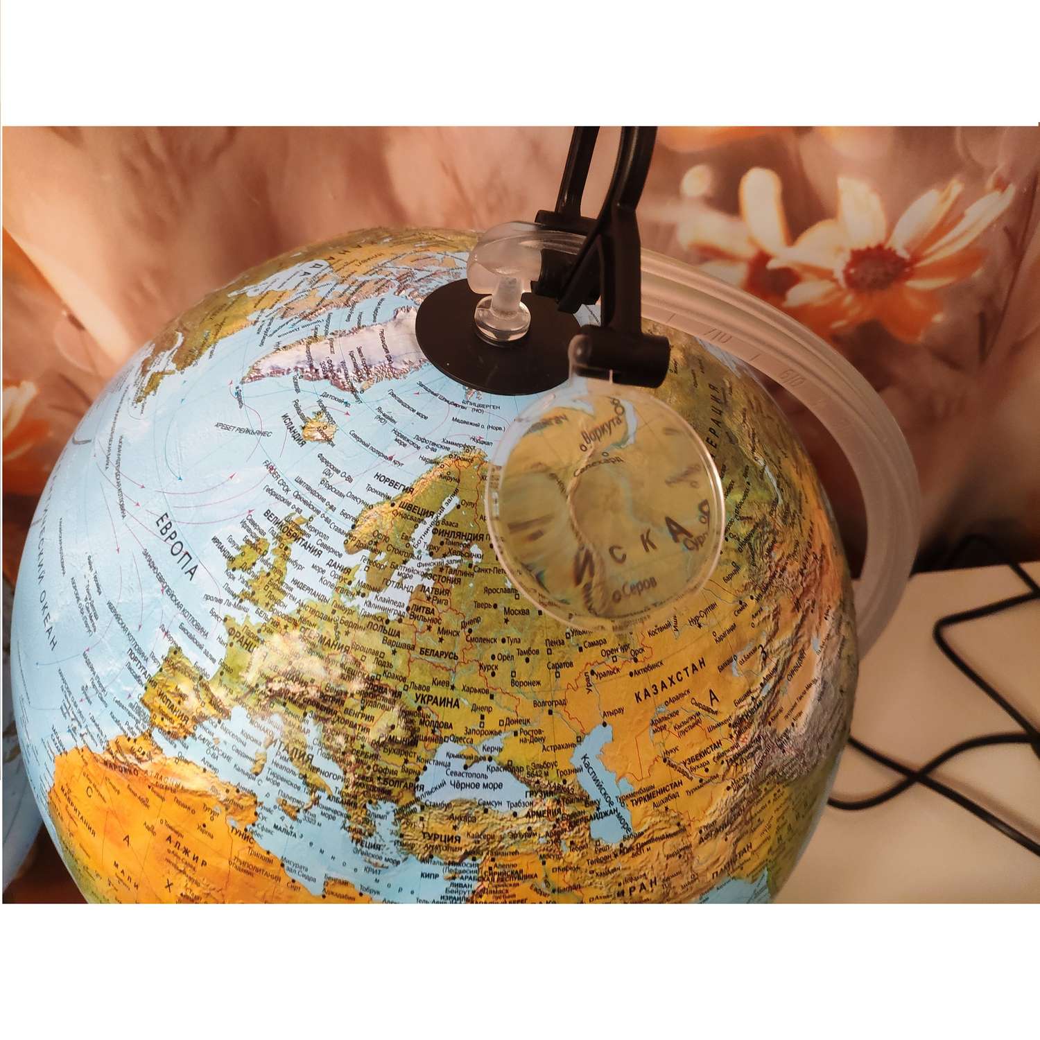 Глобус TECNODIDATTICA рельефный Uranio с LED-подсветкой 30см на русском языке - фото 3
