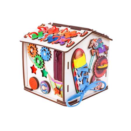 Бизиборд Jolly Kids развивающий домик со светом Лошадка
