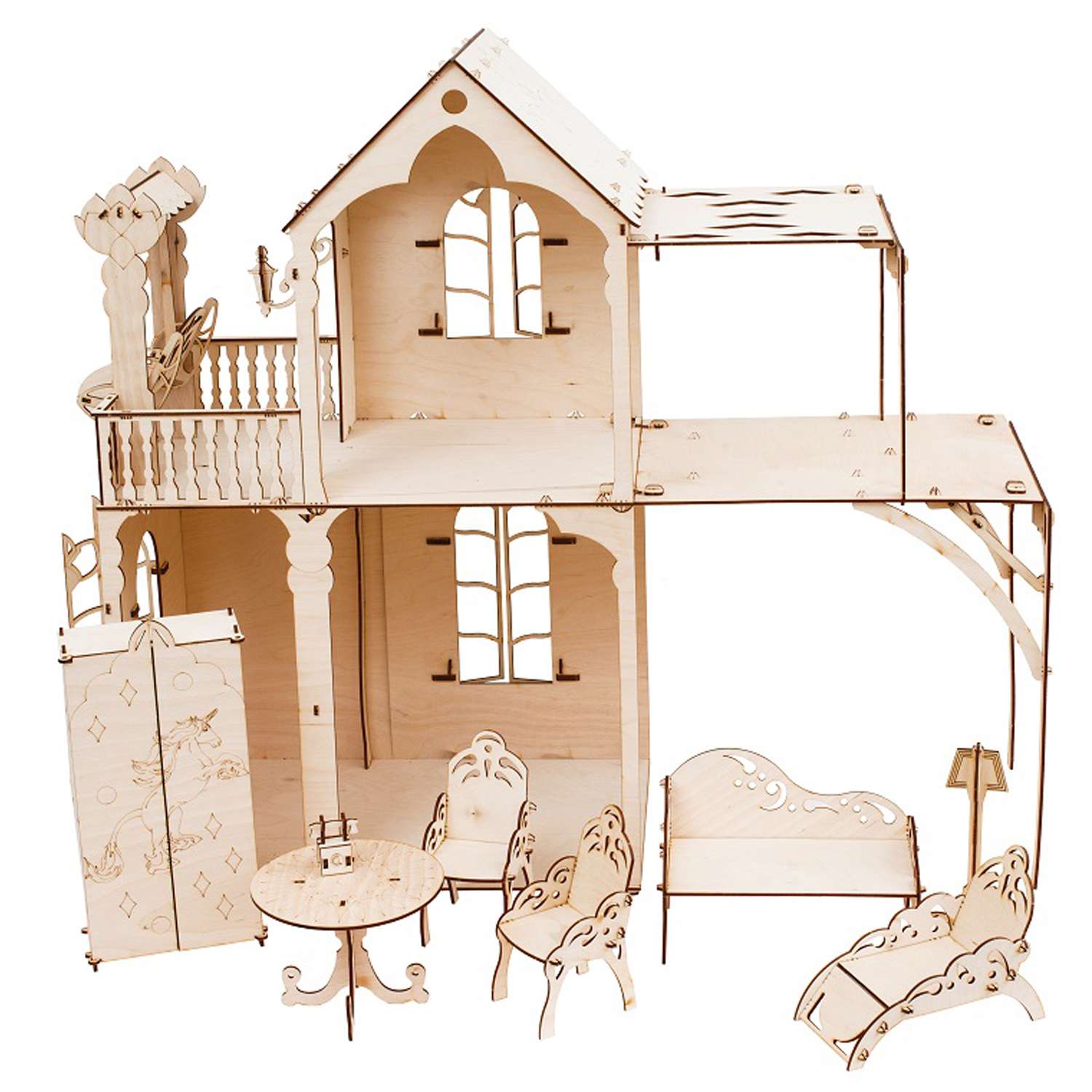 Сборная модель Чудо-Дерево Дом с мебелью для больших кукол - фото 1