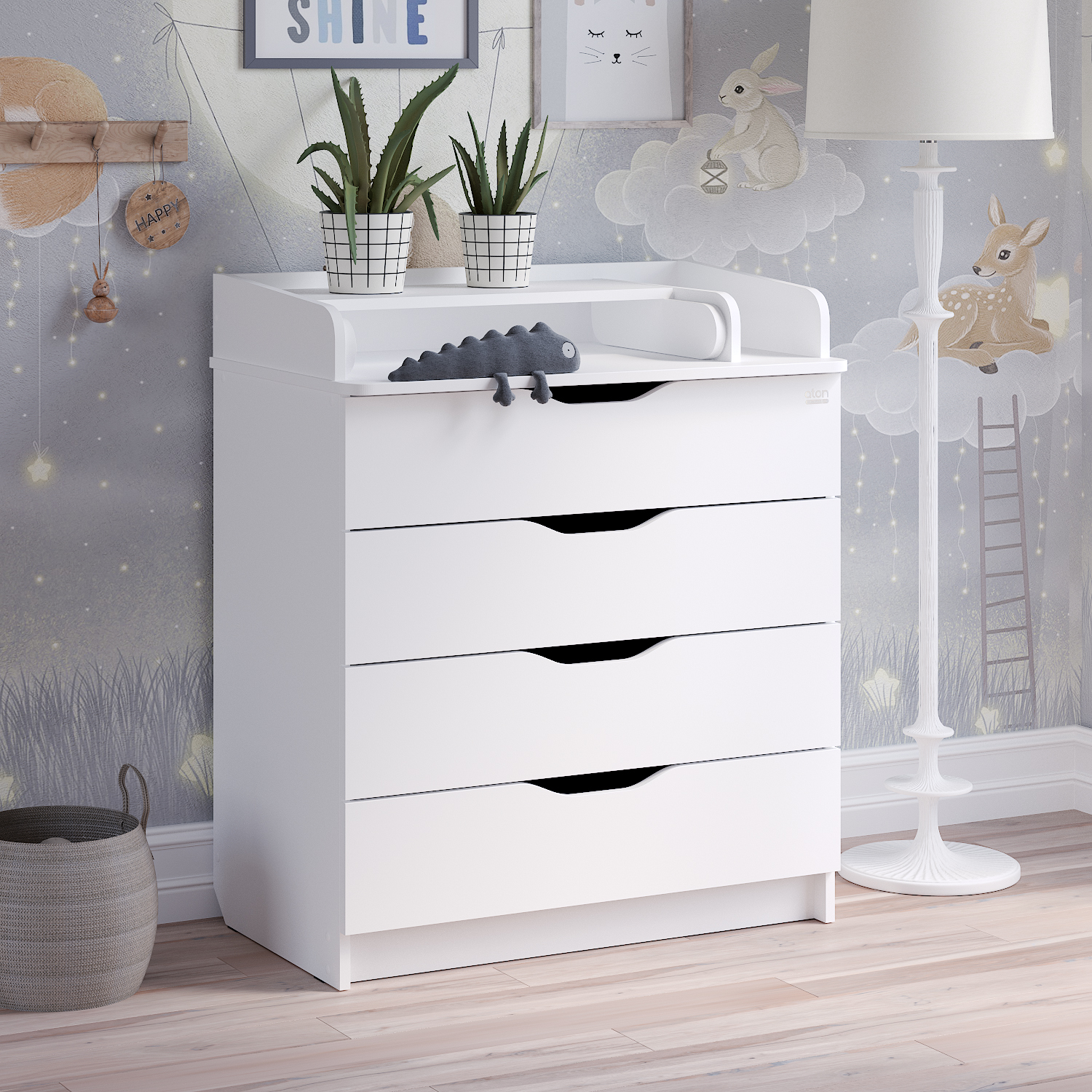 Пеленальный комод aton baby furniture Комод Сириус-2 Loft белая аляска - фото 1