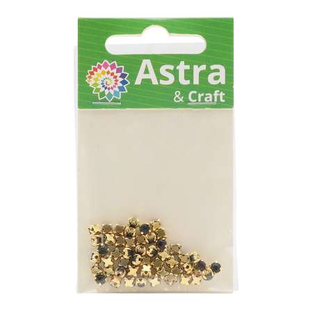 Хрустальные стразы Astra Craft в цапах для творчества и рукоделия 4 мм 50 шт золото