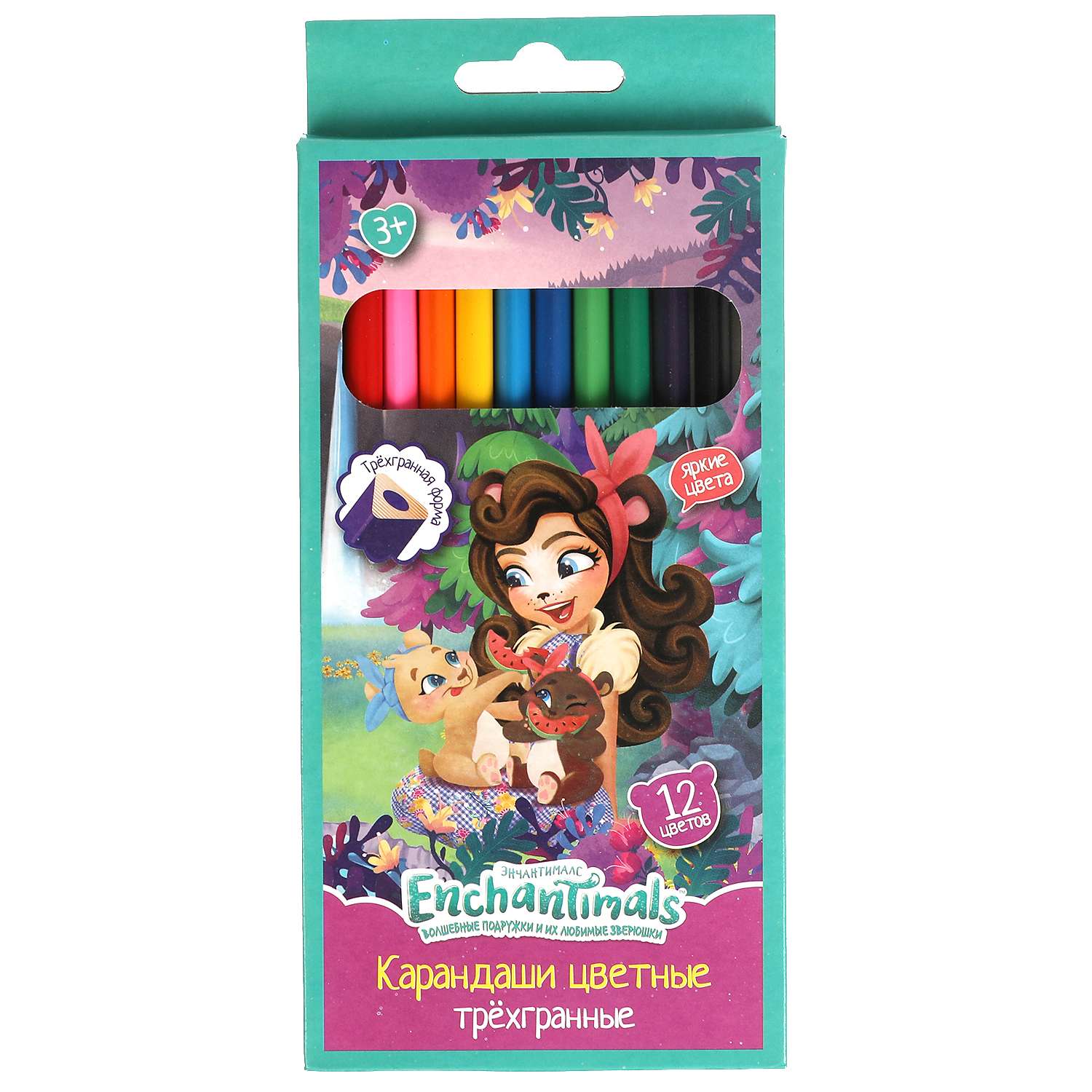 Цветные карандаши Умка Enchantimals 12 цветов трёхгранные 313757 - фото 1
