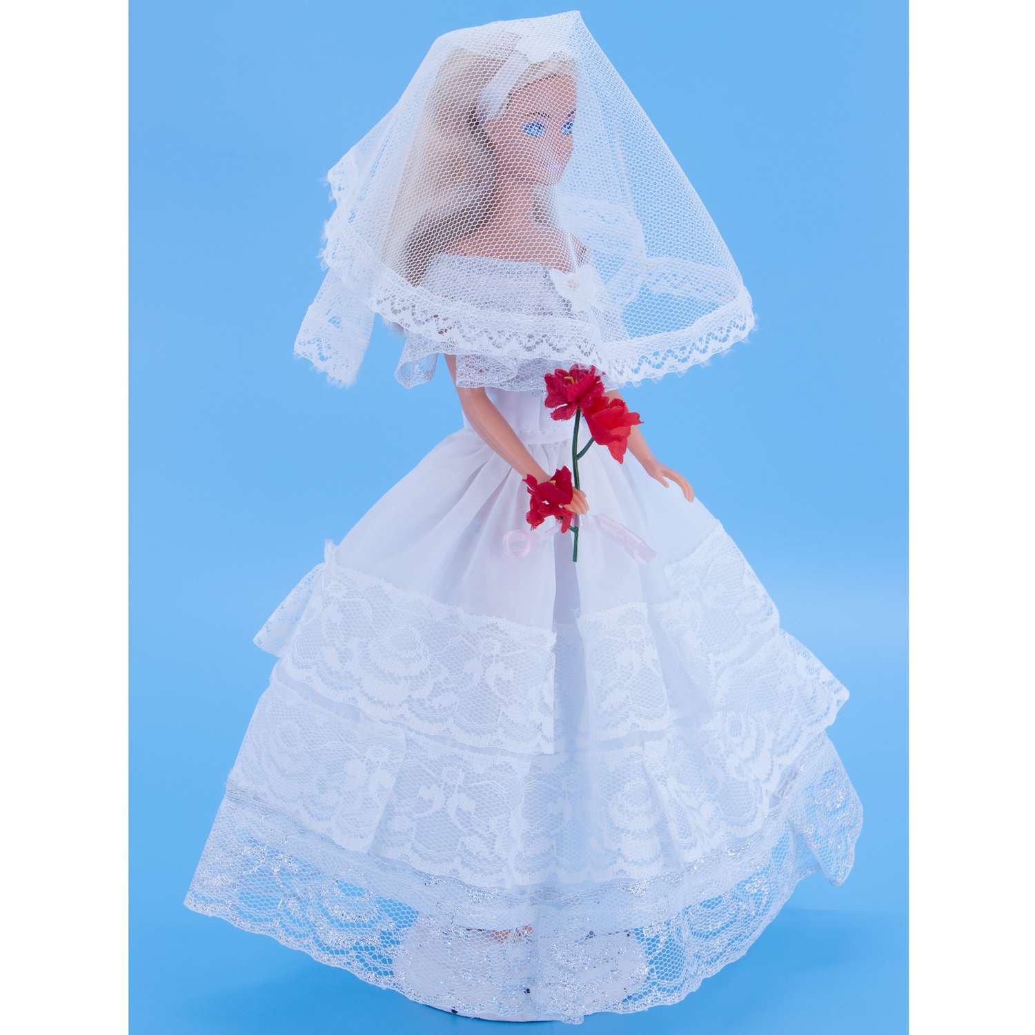 Одежда для кукол Модница 29 см Свадебное платье с фатой 1904 белый-серебро 1904белый&amp;серебро - фото 3