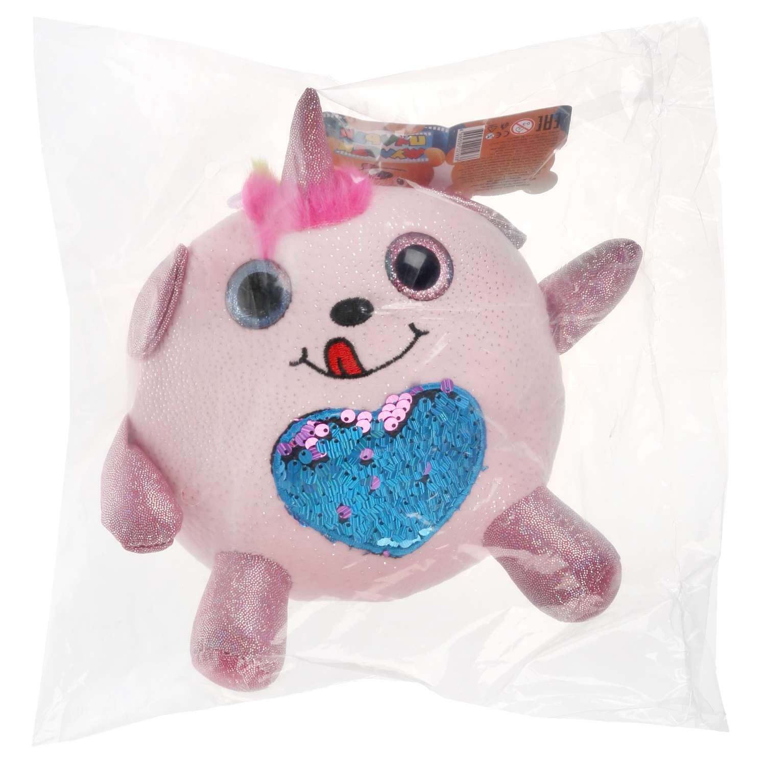Мягкая игрушка Мульти-Пульти Кругляш с пайетками в сердечке розовый 16см без чипа 298813 - фото 5