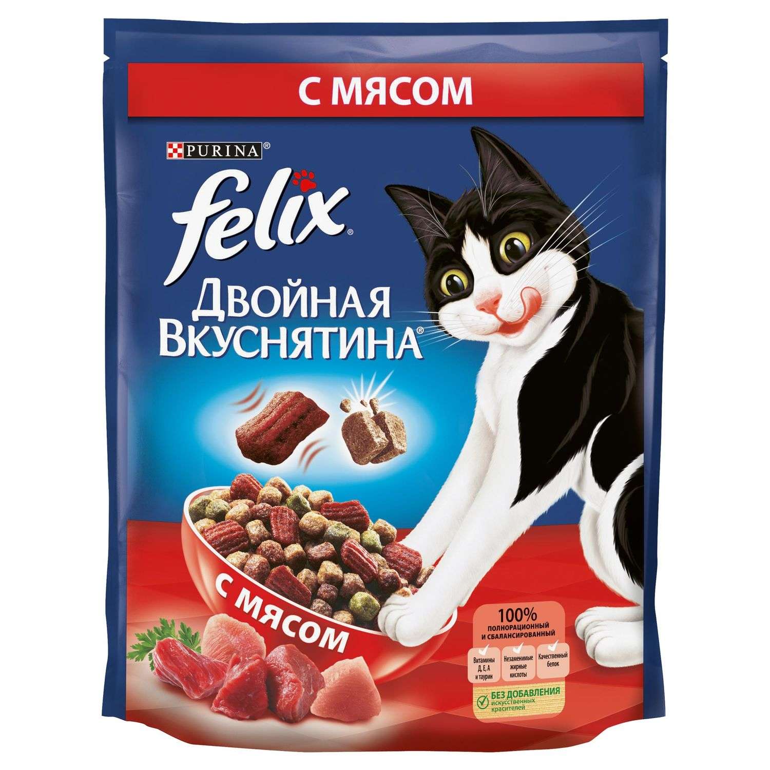 Корм для кошек Felix Двойная вкуснятина мясо 750г - фото 1