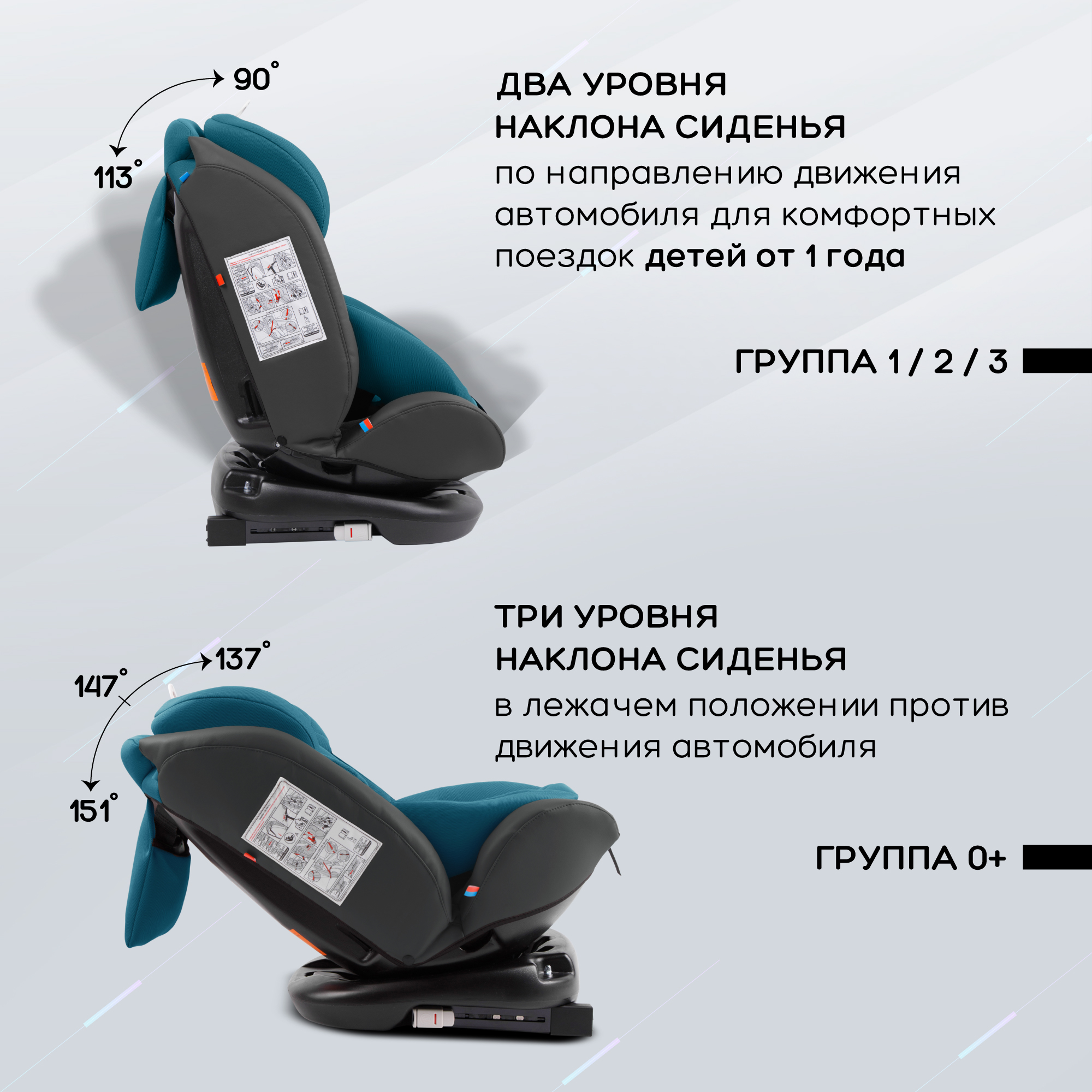 Автокресло Amarobaby Brilliant Isofix класс D группа 0+/1/2/3 Бирюзовый - фото 7