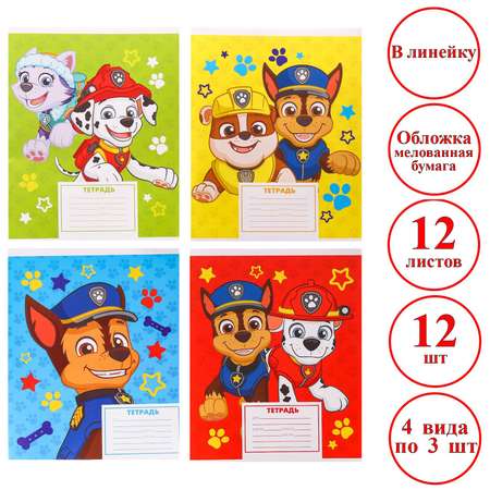 Комплект тетрадей Paw Patrol в линейку «Щенячий патруль» 12шт