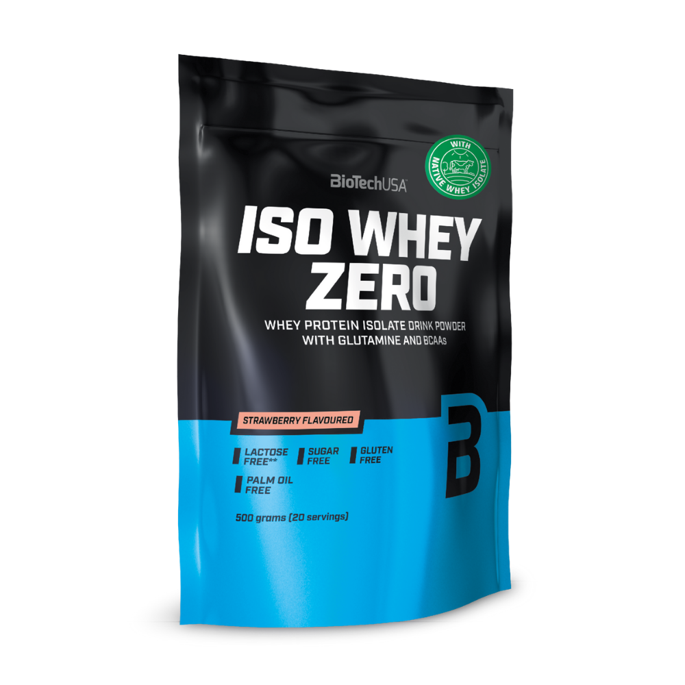 Изолят сывороточного протеина BiotechUSA Iso Whey Zero 500 г. Клубника - фото 1