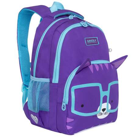 Рюкзак школьный Grizzly Кошечка в очках Фиолетовый