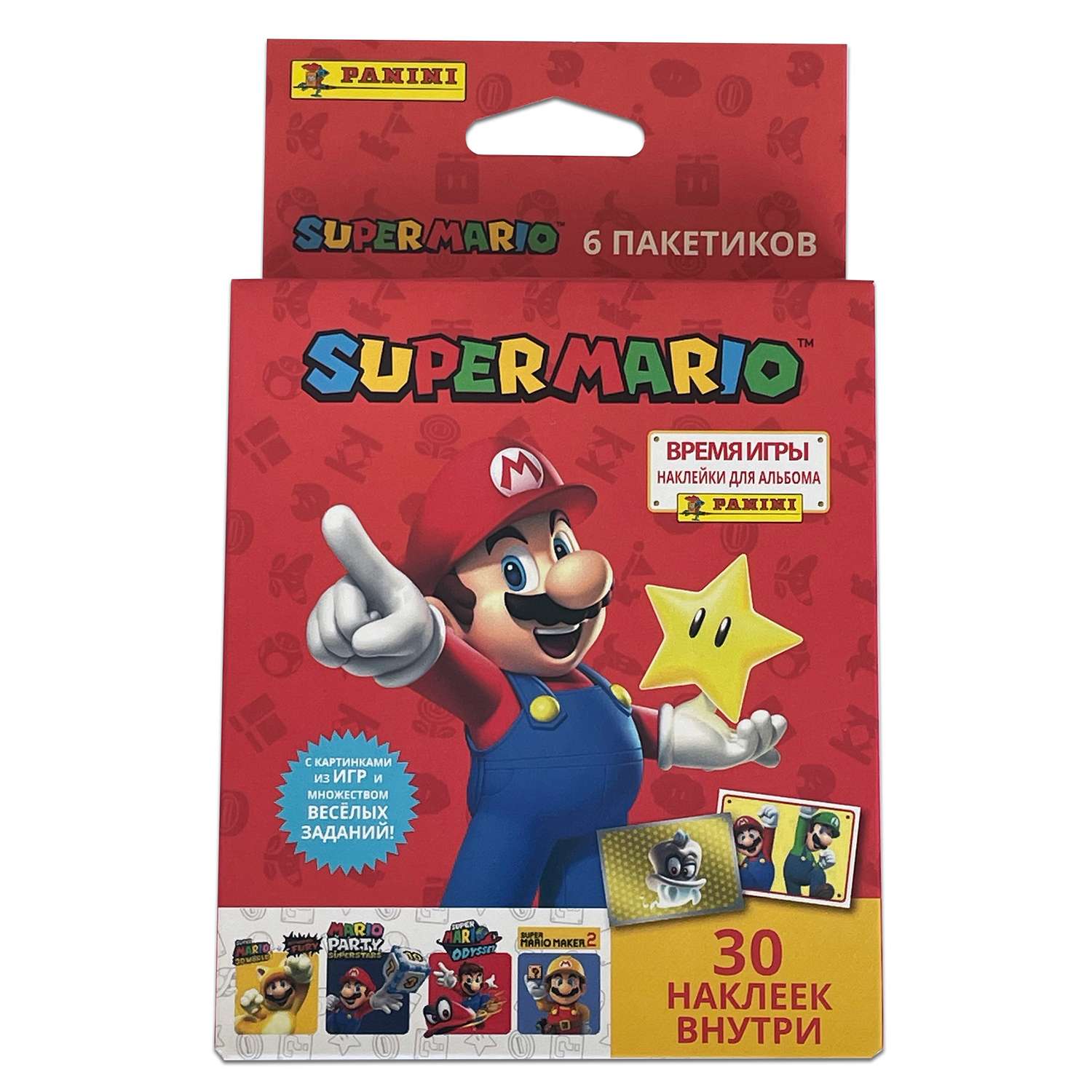 Наклейки коллекционные Panini Super Mario Супер Марио 6 пакетиков в экоблистере - фото 1