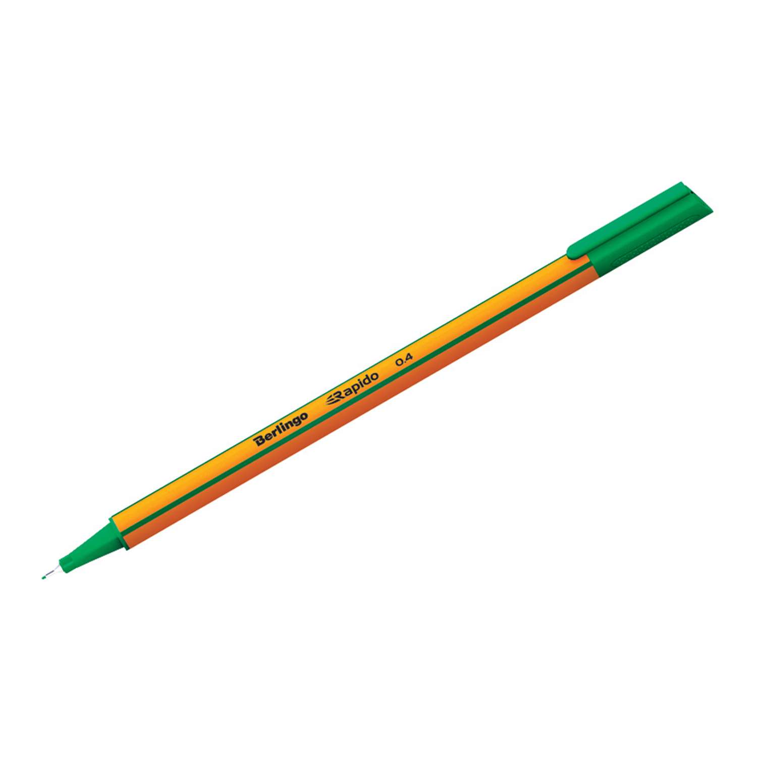 Ручка капиллярная BERLINGO Rapido зеленая 0.4 мм трехгранная - фото 1