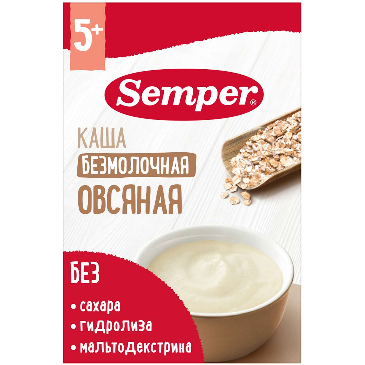 Каша безмолочная Semper овсяная 180г с 5месяцев - фото 1