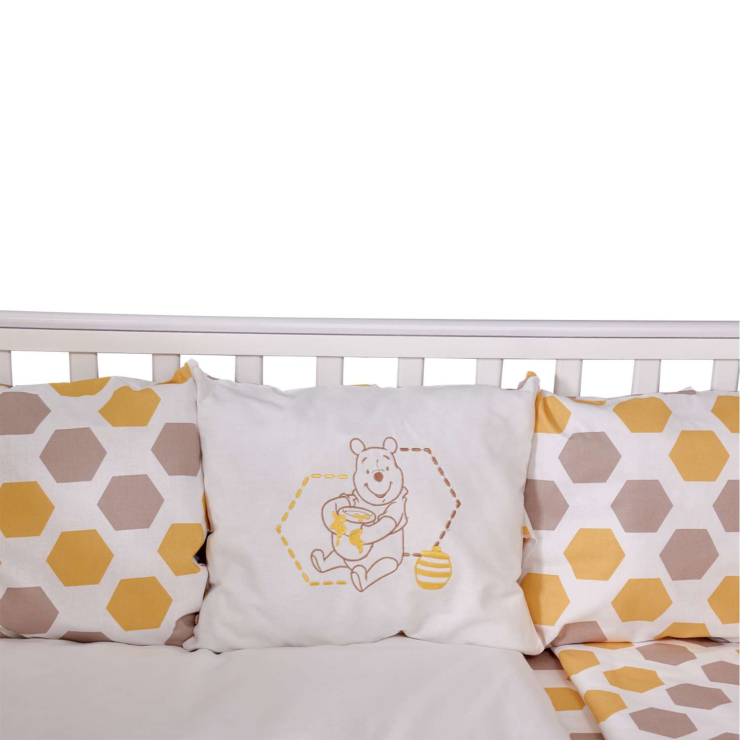 Комплект в кроватку Polini kids Disney baby Медвежонок Винни и его друзья 5предметов Макиато - фото 12