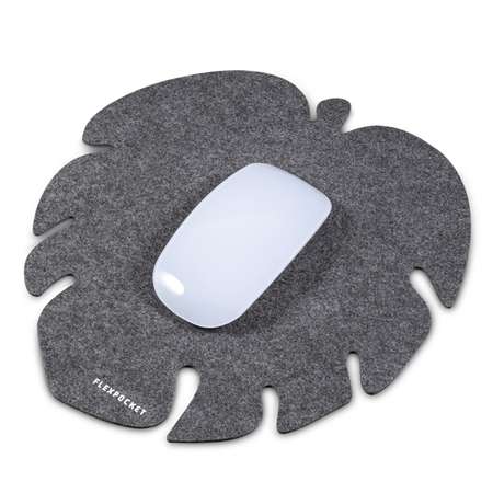 Настольный коврик Flexpocket для мыши в виде листа монстеры 250х250 серый