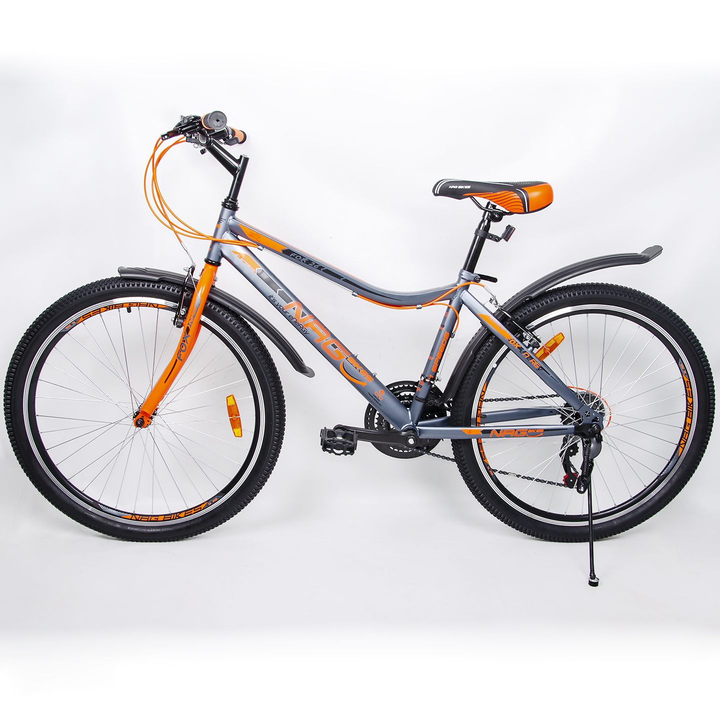 Велосипед NRG BIKES FOX 26 gray-orange-black - фото 13