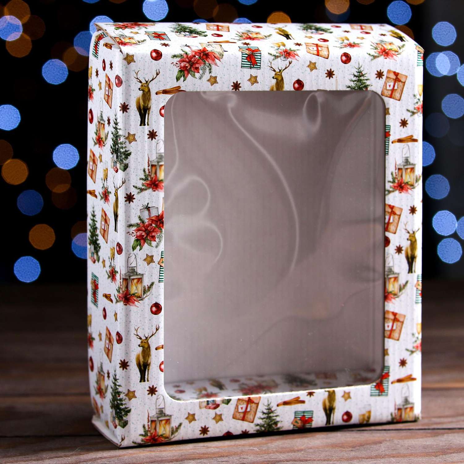 Коробка Sima-Land подарочная. крышка дно. с окном«Рождественский вечер» 18×15×5 см - фото 1