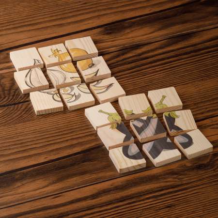 Развивающая игра Тутси Собери картинку Овощи 3 плашки дерево 18 элементов