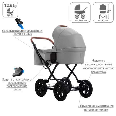 Коляска 2в1 Bebetto Aquarius PRO экокожа шасси Черное 02