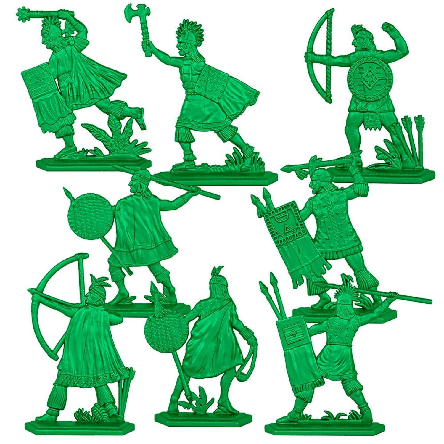Набор солдатиков Воины и Битвы Инки Выпуск 1 зеленый цвет - фото 2