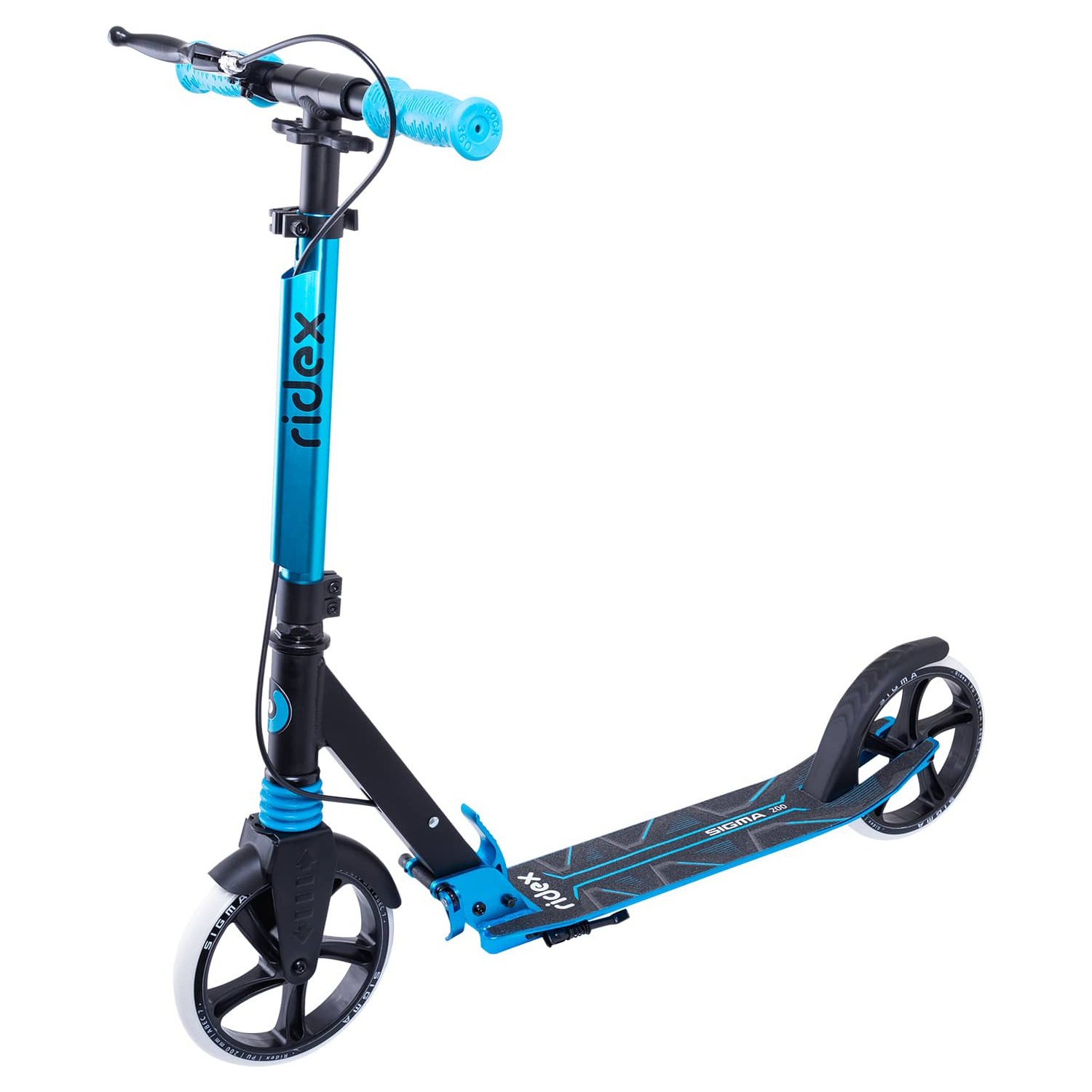 Самокат RIDEX двухколесный Scooter 2 wheels Sigma 200 black/light blue - фото 1