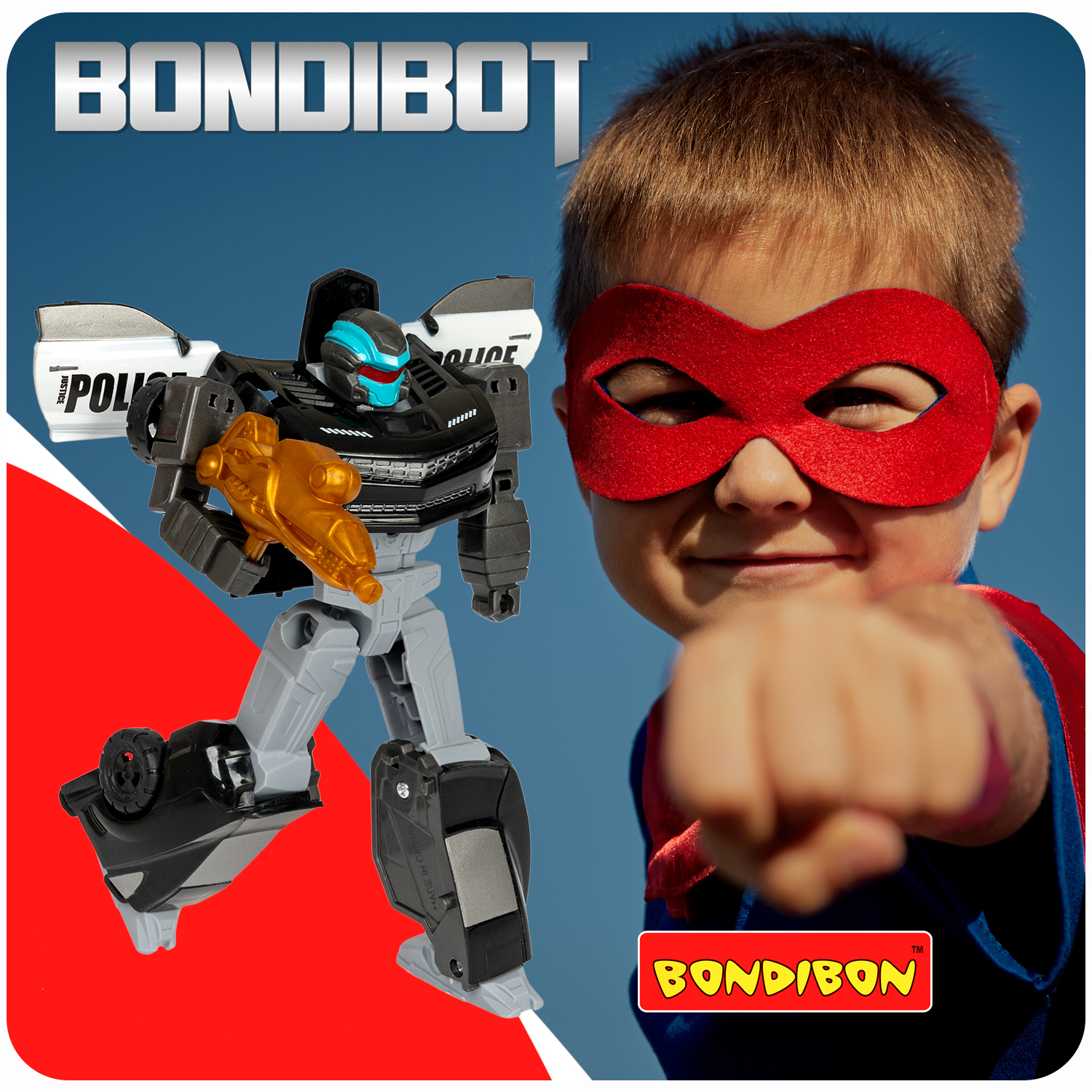 Трансформер BONDIBON Bondibot Робот-автомобиль 2 в 1 полиция черного цвета - фото 11