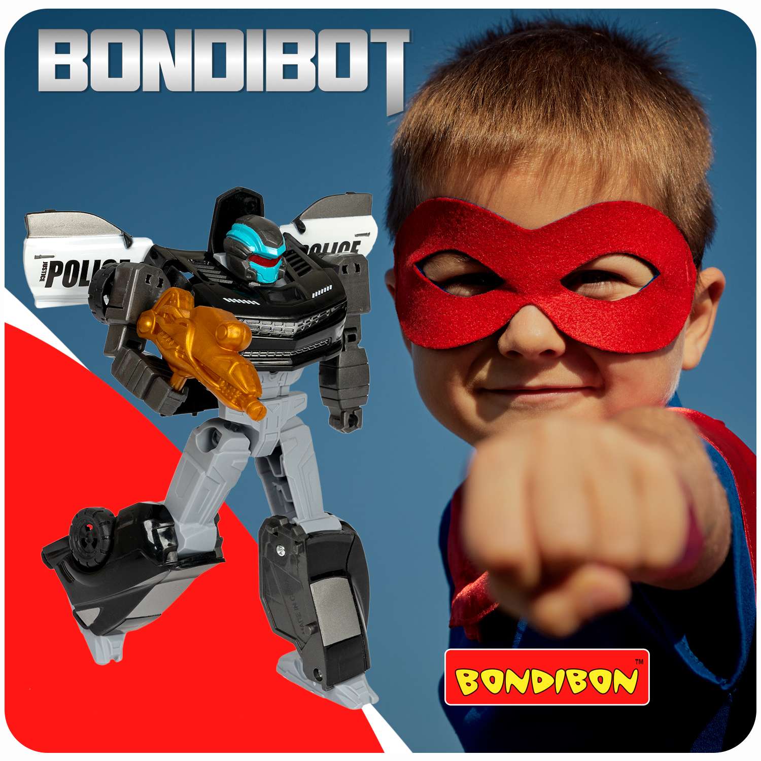 Трансформер BONDIBON Bondibot Робот-автомобиль 2 в 1 полиция черного цвета - фото 11