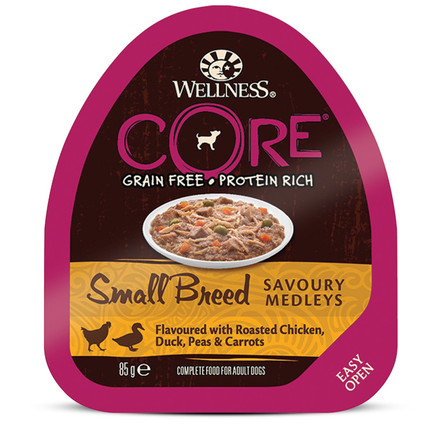 Корм для собак Wellness CORE Small Breed мелких пород курица с уткой-горошком-морковью консервированный 85г - фото 1