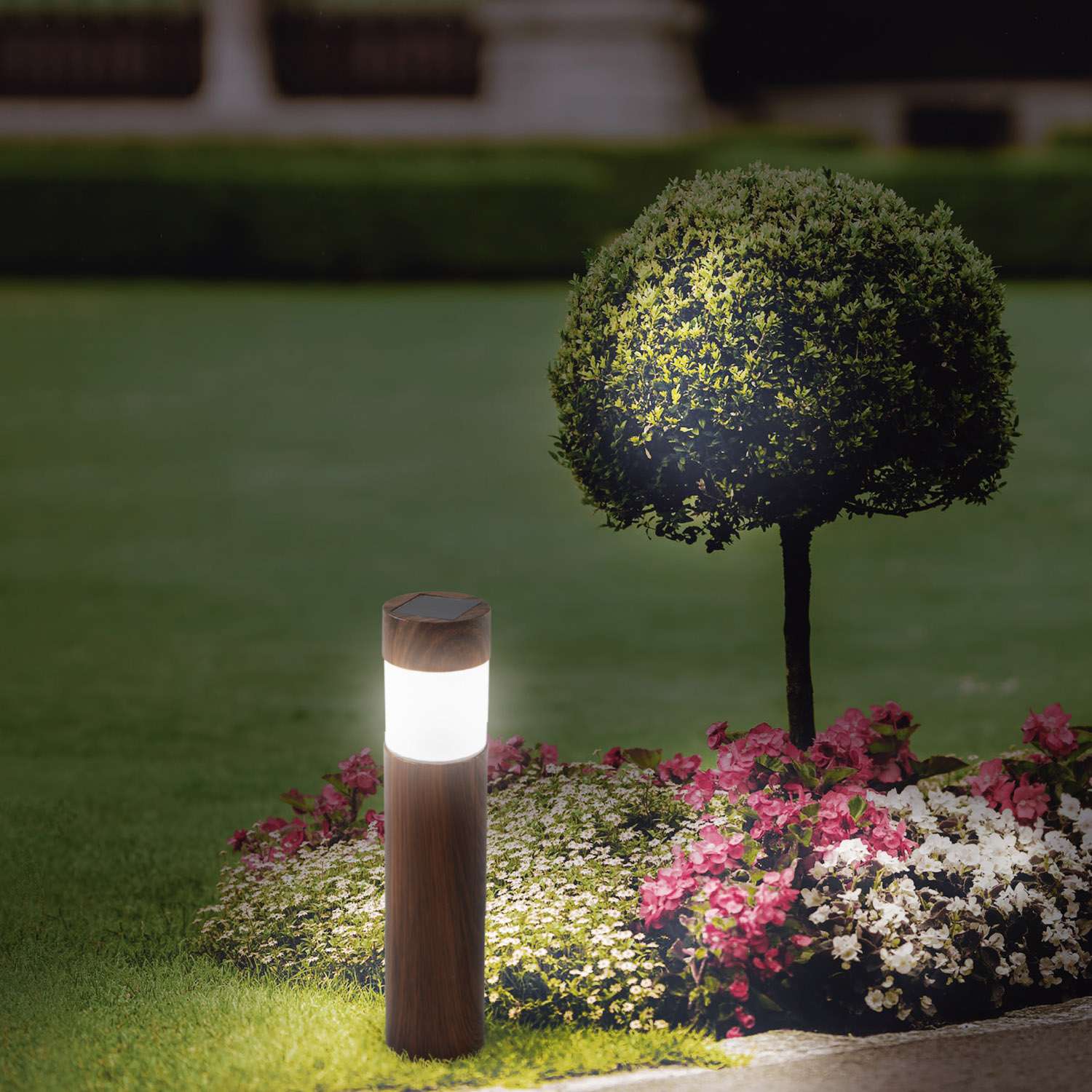Светильник садовый LAMPER Кантри 40 см с текстурой дуба солнечной панелью и аккумулятором - фото 1