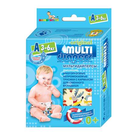 Трусики MULTI-DIAPERS с карманом для вкладыша Лисы А 3-6кг 1шт