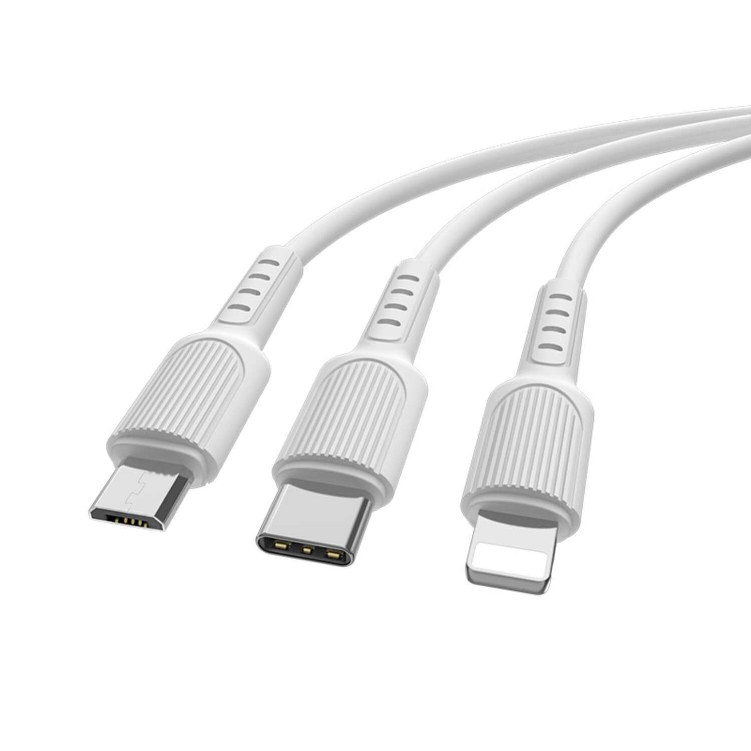 Кабель Borofone BX72 3в1 microUSB/Lightning/Type-C-USB 2А 1м в ассортименте - фото 6