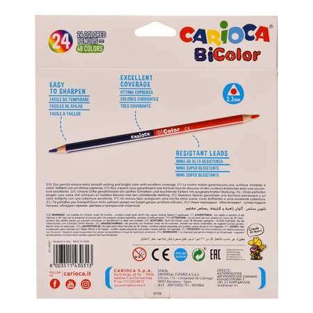 Карандаши цветные CARIOCA Bi-color двусторонние 48цветов 24шт 43031