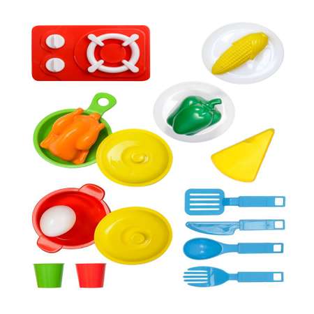 Детская кухня игровая Green Plast набор игрушечная посуда и продукты