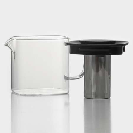Заварочный чайник Sima-Land стеклянный «Кватро» 600 мл с металлическим ситом цвет чёрный