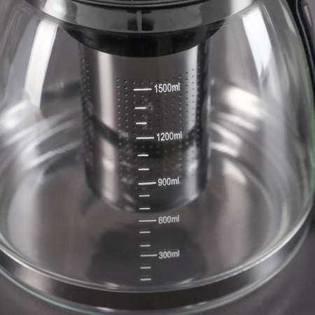 Чайник Sima-Land стеклянный заварочный «Иллюзия» 1 5 л с металлическим ситом цвет чёрный