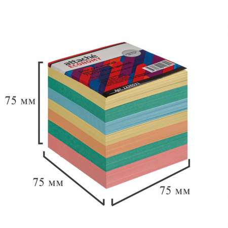 Блок для записей Attache Economy запасной 75х75х75мм 5 цветов 3 штуки