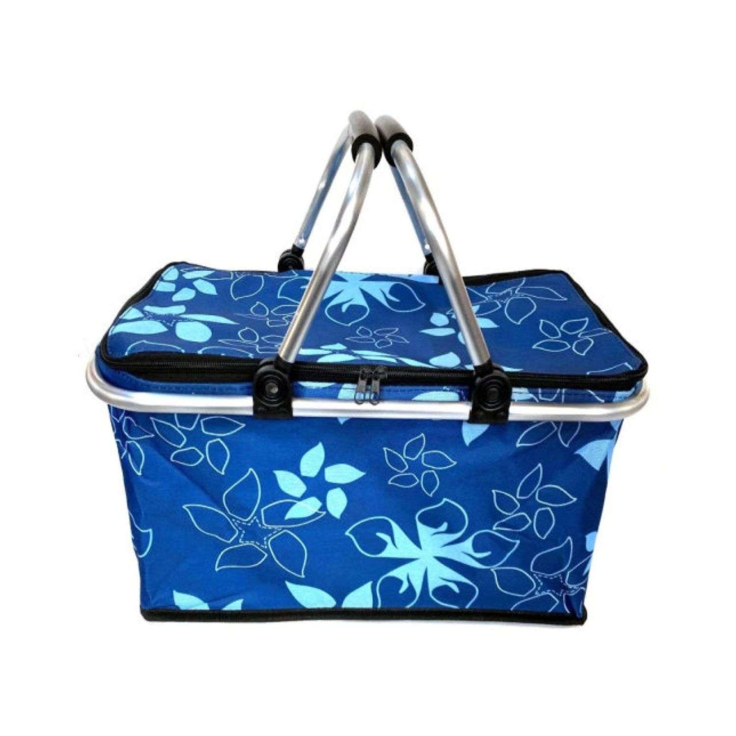 Термокорзина Uniglodis для покупок и пикника с цветочным узором 29л Синий - фото 1