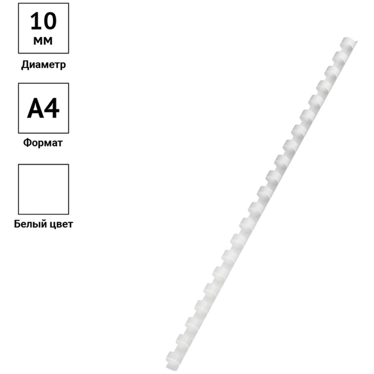 Пружины OfficeSpace пластик D=10 мм белый 100шт - фото 3