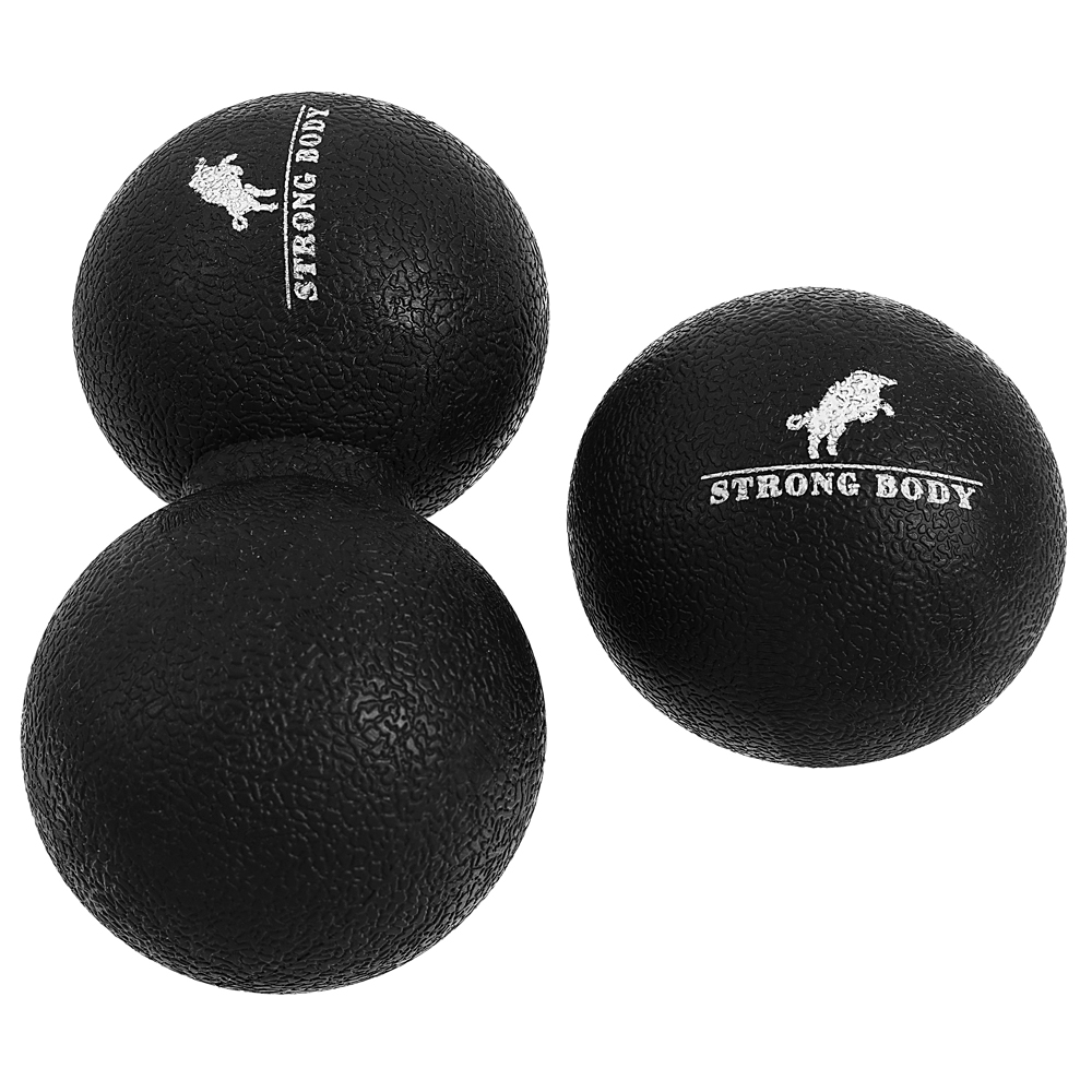 Набор массажных мячей STRONG BODY спортивных для МФР. Классический и сдвоенный: 6 см и 6х12 см. Черный - фото 3