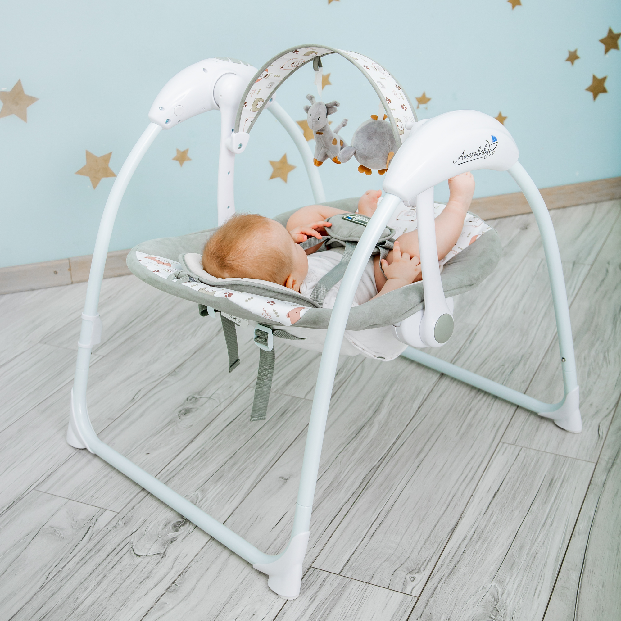 Электрокачели Amarobaby Swinging Baby Cерый - фото 23