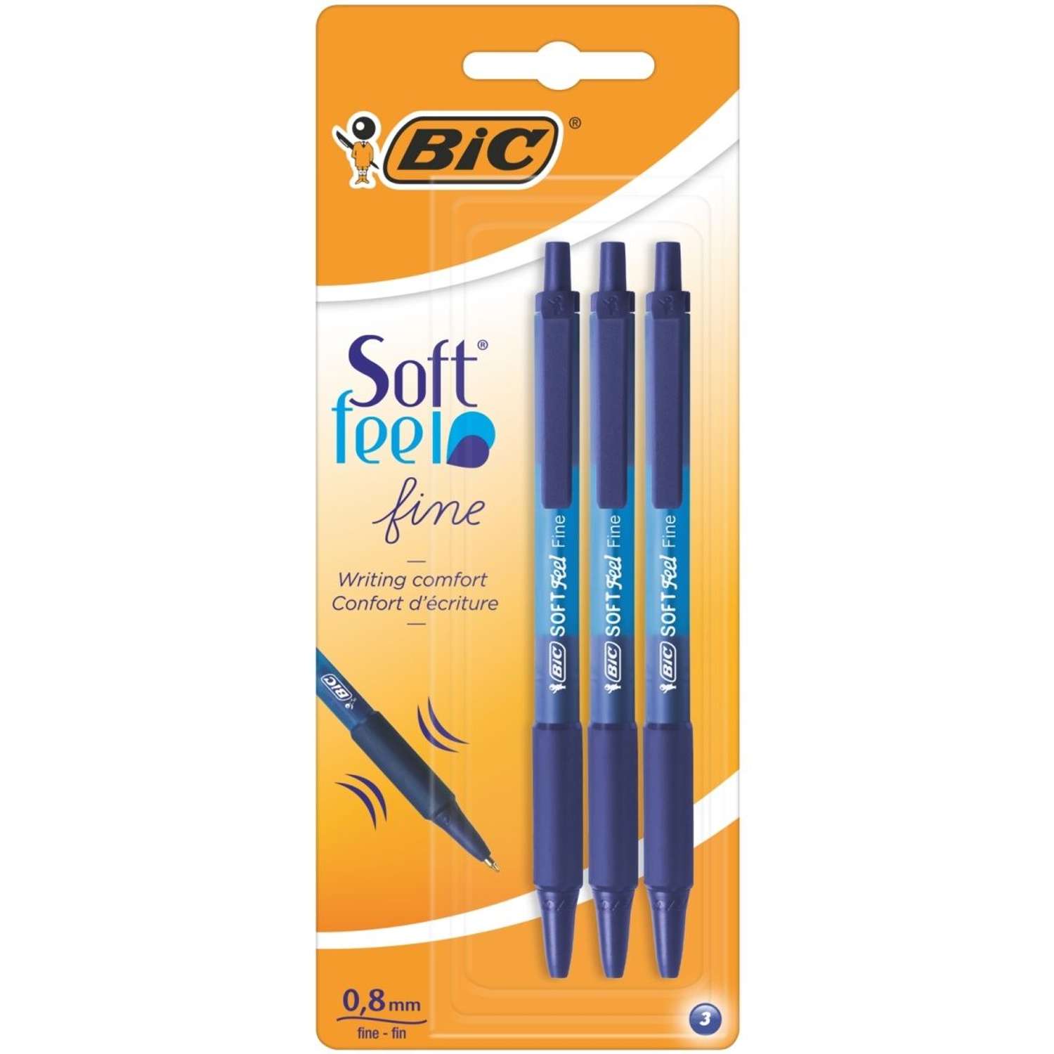 Ручка шариковая BIC Soft Feel Fine синий 3 шт - фото 1
