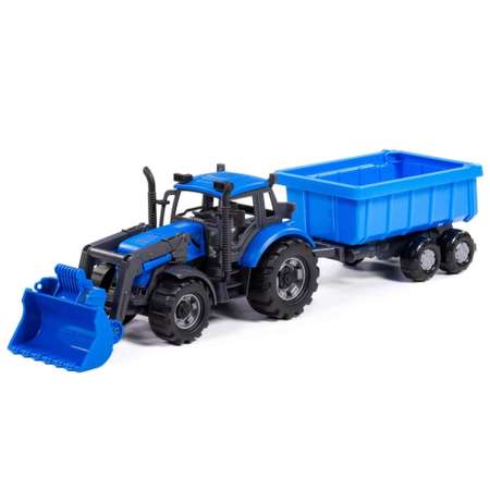 Трактор Полесье с прицепом и ковшом инерционный синий