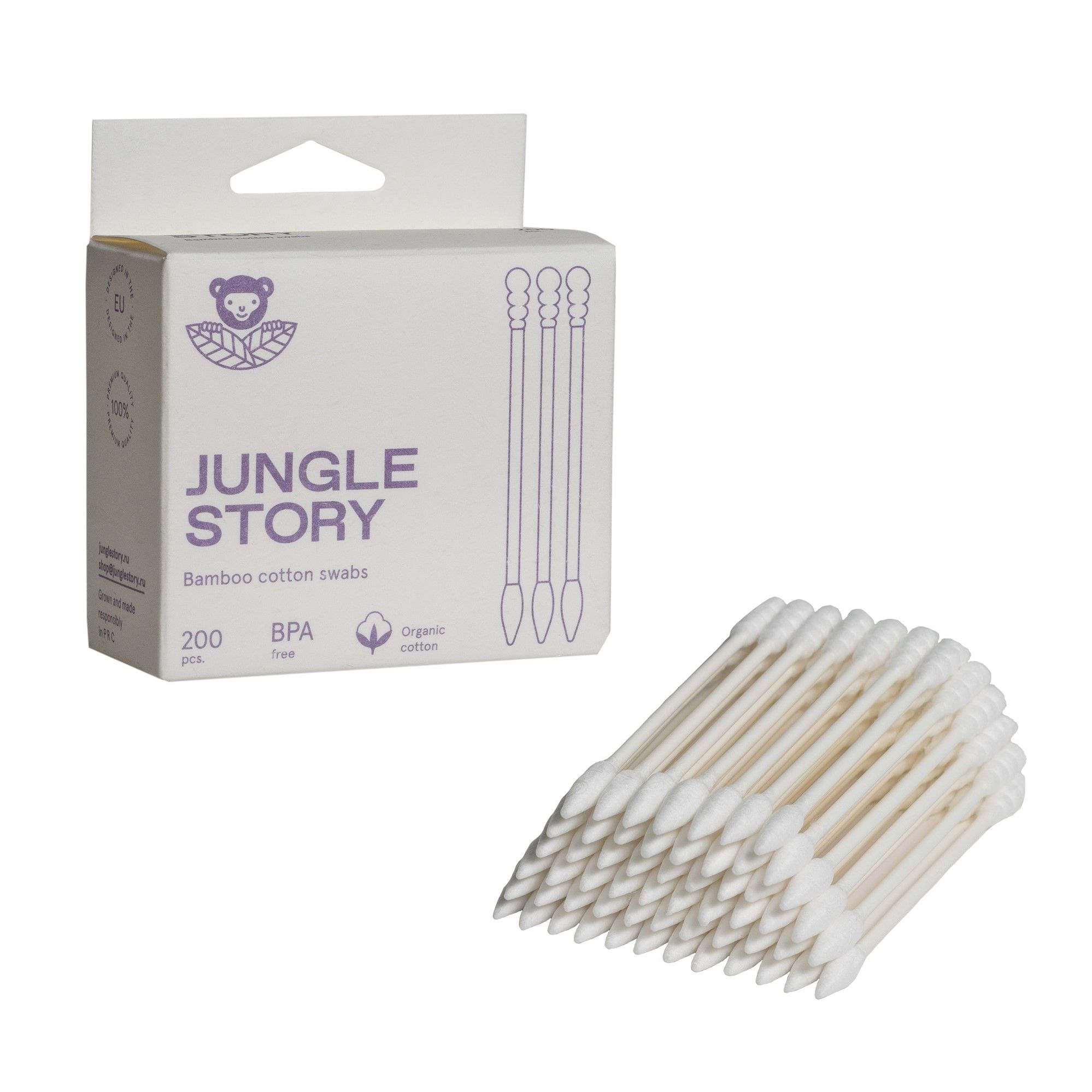Бамбуковые ватные палочки Jungle Story с заостреным и спиральным наконечником 200 шт - фото 5