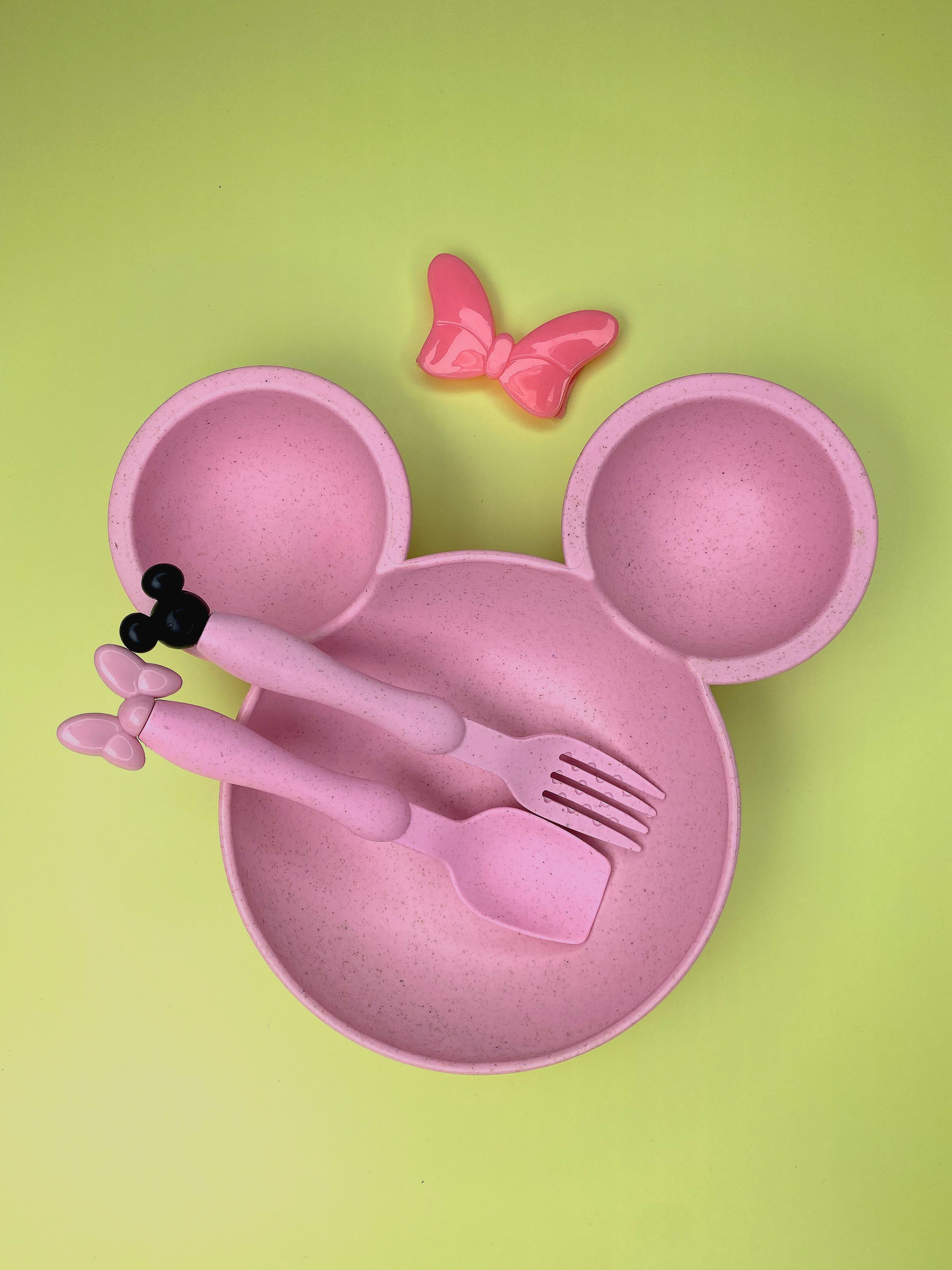 Набор детской посуды Добрый Филин Детская тарелка вилка ложка Мышонок розовый 3 предмета - фото 14