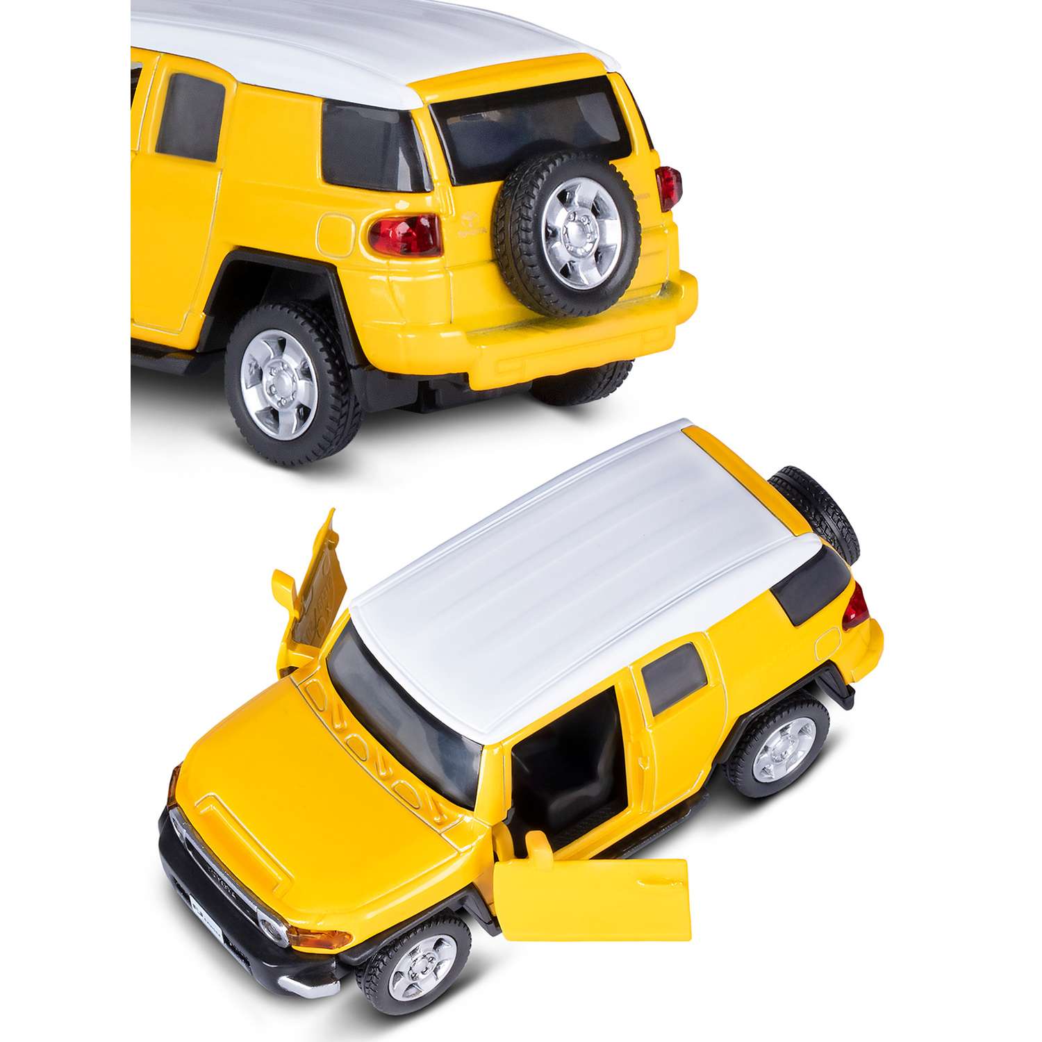 Машинка металлическая АВТОпанорама игрушка детская 1:43 Toyota FJ Cruiser желтый инерционная JB1200134 - фото 8