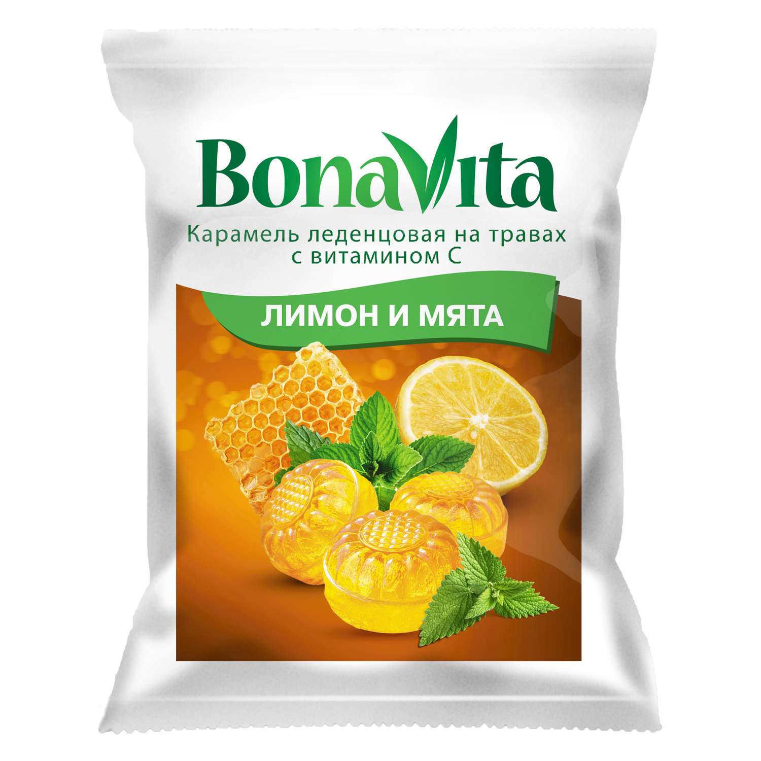 Биологически активная добавка Карамель BonaVita леденцовая лимон и мята с витамином С на травах 60г - фото 1