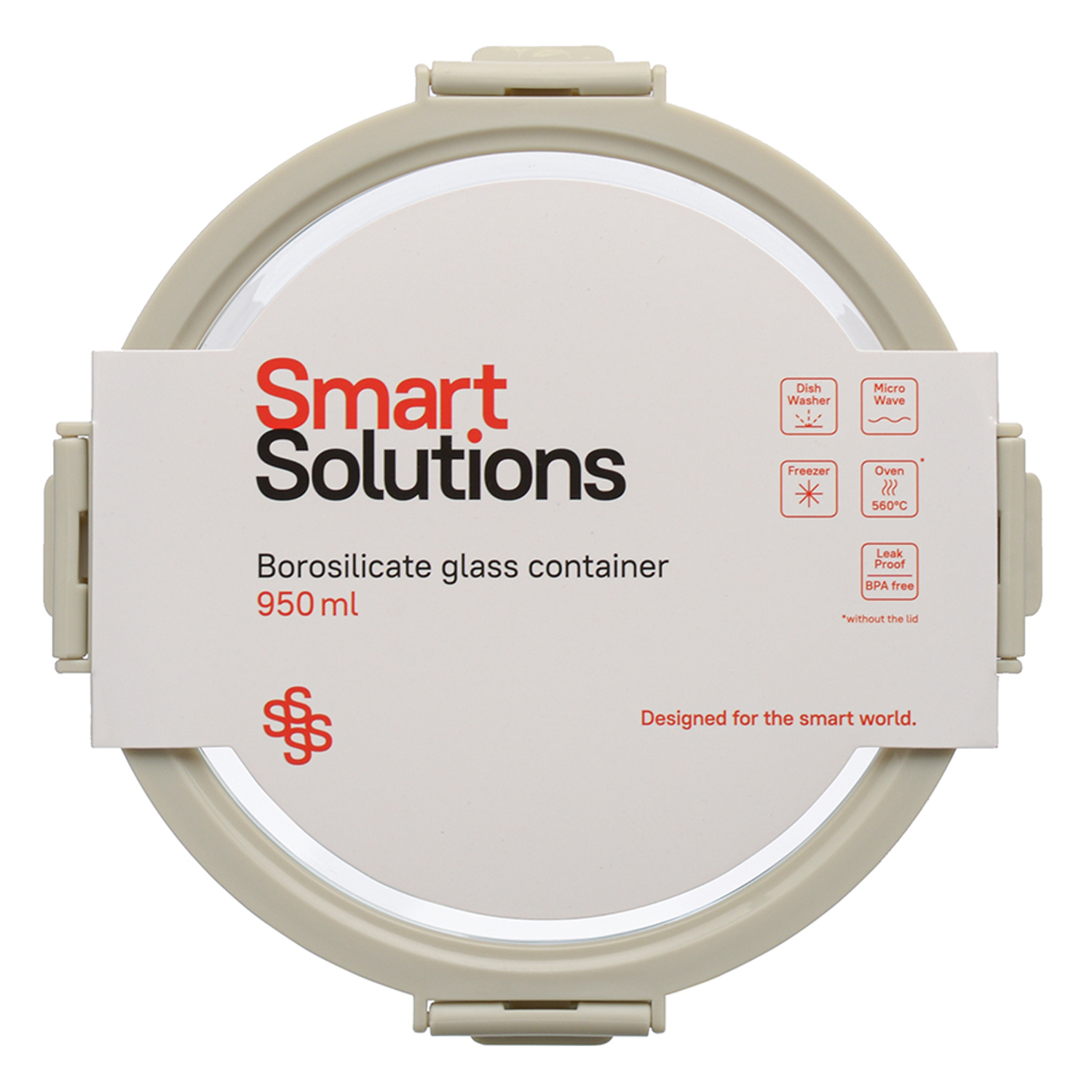 Контейнер для еды Smart Solutions стеклянный 950 мл светло-бежевый - фото 6