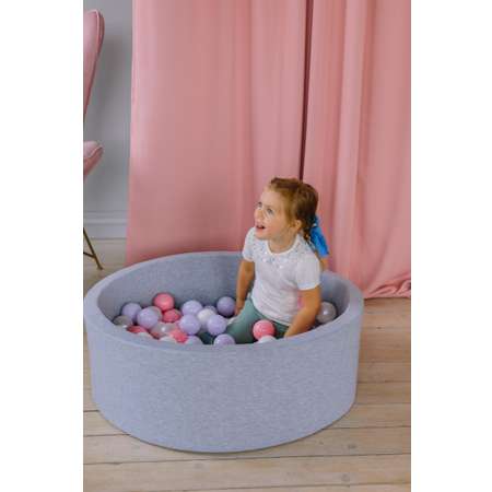 Сухой бассейн Boobo.kids 85х30 см 150 шаров серый меланж+розовый