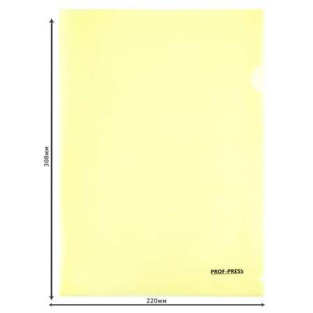 Папка-уголок Prof-Press А4 180 мкм желтый в спайке 5 штук