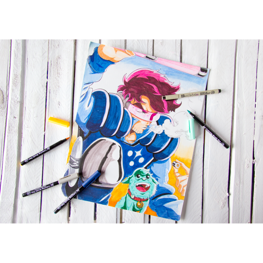 Набор акварельных маркеров Sakura Koi Manga кисточка 6 цветов в пластиковой упаковке - фото 6