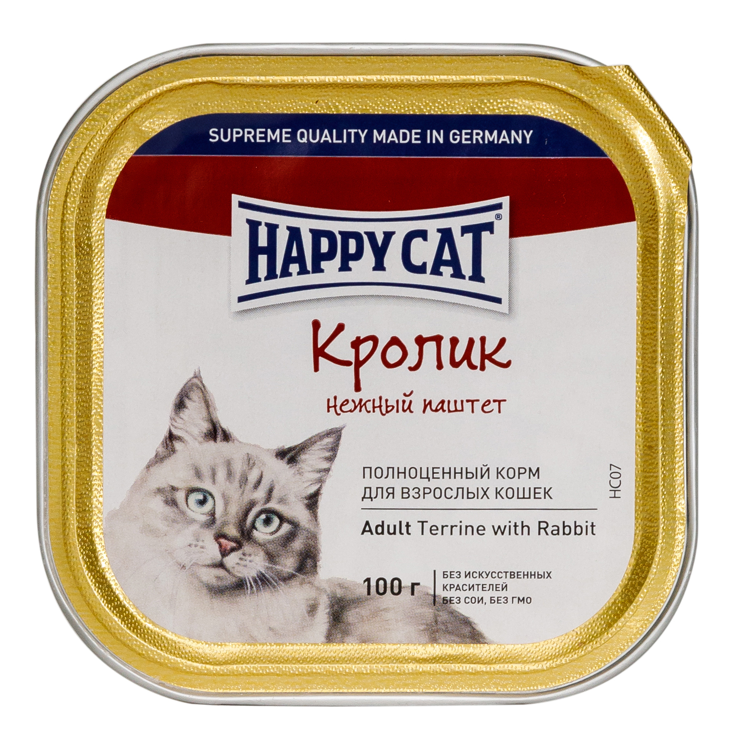 Влажный корм для кошек Happy Cat 0.1 кг кролик (полнорационный) - фото 1